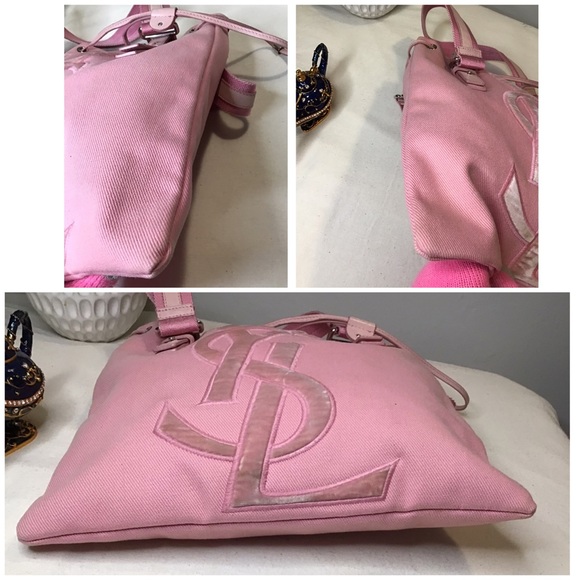 🛍Pink YSL YVES SAINT LAUREN Canvas Kahala Tote PM - Picture 7 of 9
